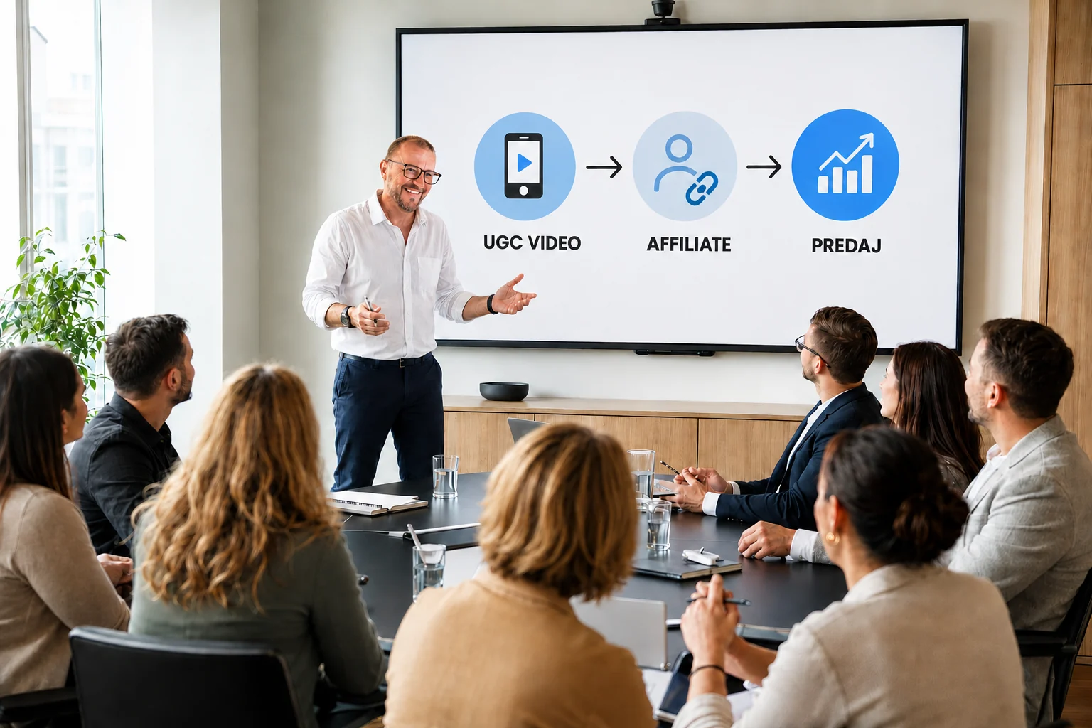 Peter Jašurek školí firemný tím o UGC videu a affiliate marketingu
